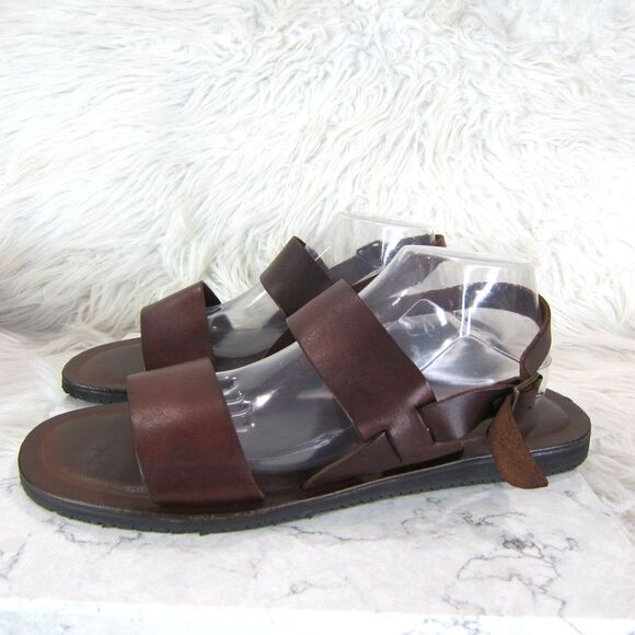 Mercanti Fiorentini Double Strap Leather Sandals Men\'s Size 11 M Brown Italy main image 8
